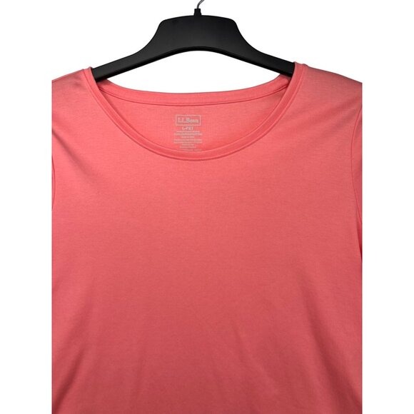 L.L. Bean Womens Pima Cotton Shaped Tee 3/4 Sleeve Sunit Coral Large Petite - Picture 9 of 12